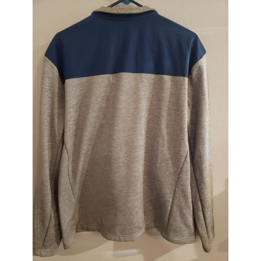 ORVIS Blue & Gray Bonded Mesh Full Zip Fleece‎ Jacket Zip Pockets XL